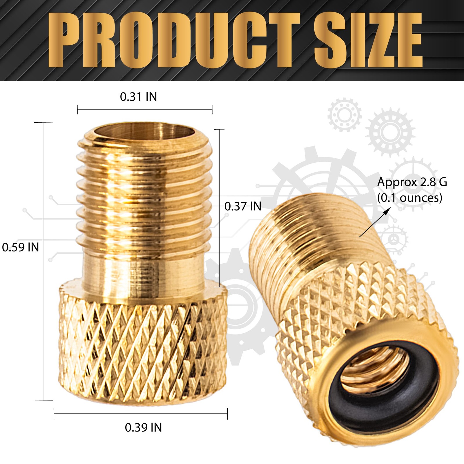 2PCS Brass Presta Valve Adapter, Convert Presta to Schrader Adaptor, Inflate …
