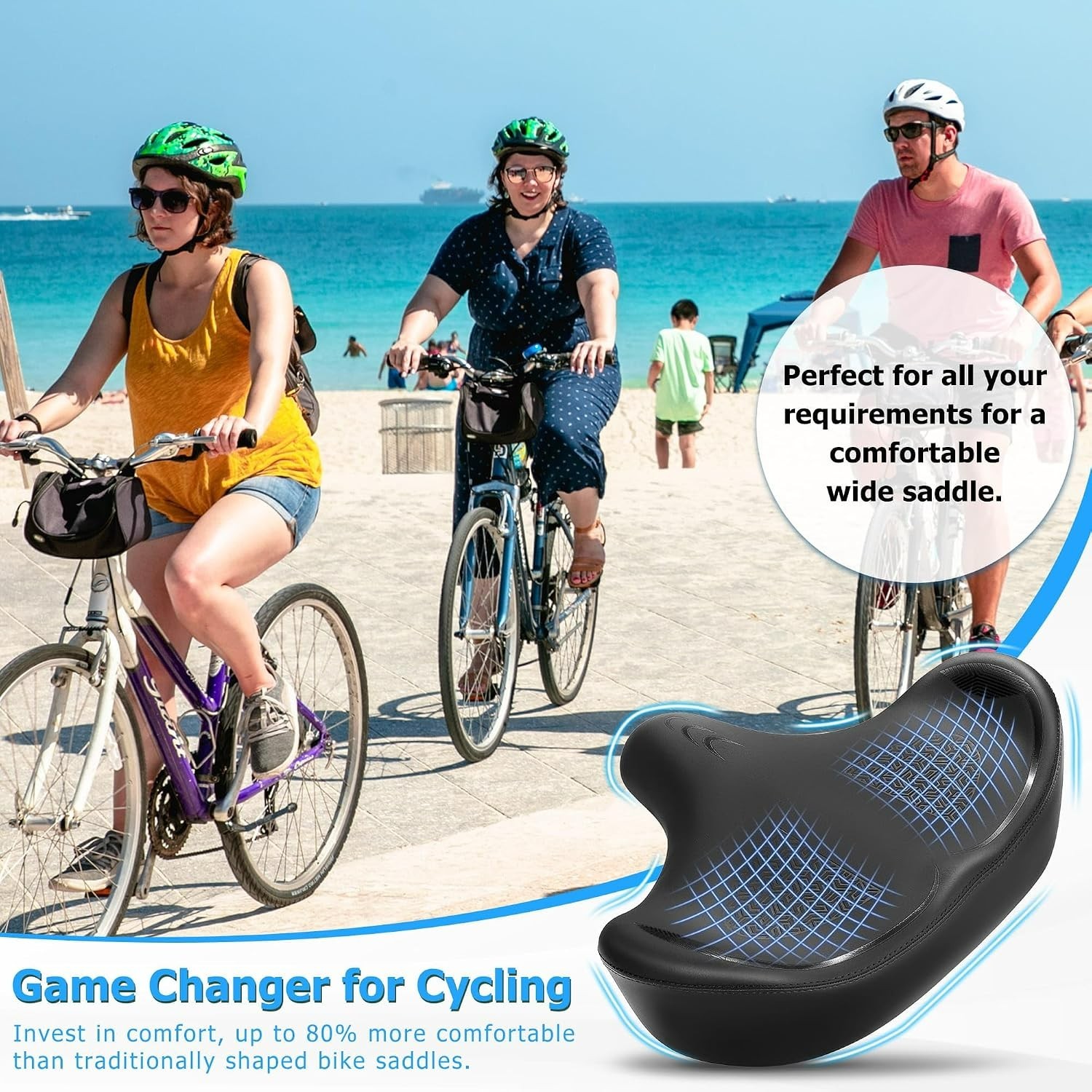 CDYWD Oversized Bike Seat for Men & Women Comfort, Extra Wide Bicycle Seat Cushi