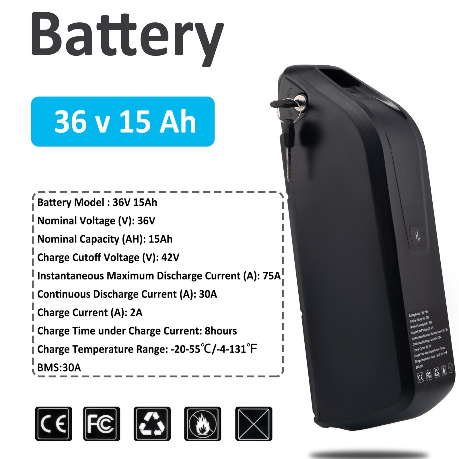 Hailong 36V/48V/52V 10ah/15ah/20ah electric bicycle battery for 2000W Motors