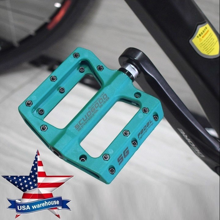 Road MTB Mountain Bike Fixie Bicycle Pedal Bearings Flat Pedals Polyamide Blue