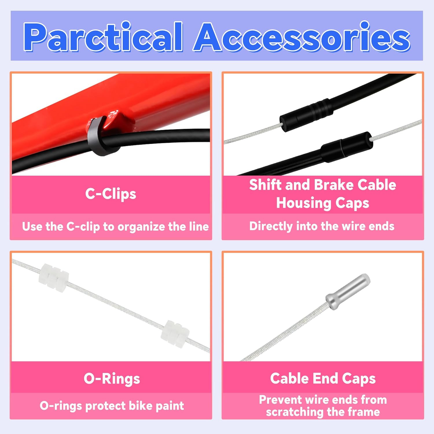 103Pcs Bike Brake Cable Kit with Stainless Steel Wire Cutter, Including Brake an