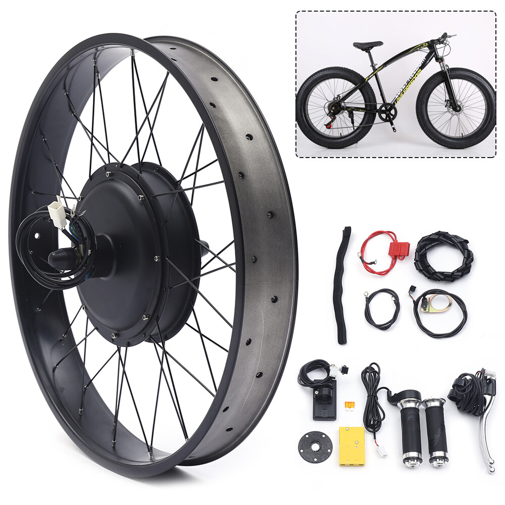 Electric Bicycle Conversion Kit Fat Tire EBIKE 48V 1500W 26 Rear Hub Motor LCD