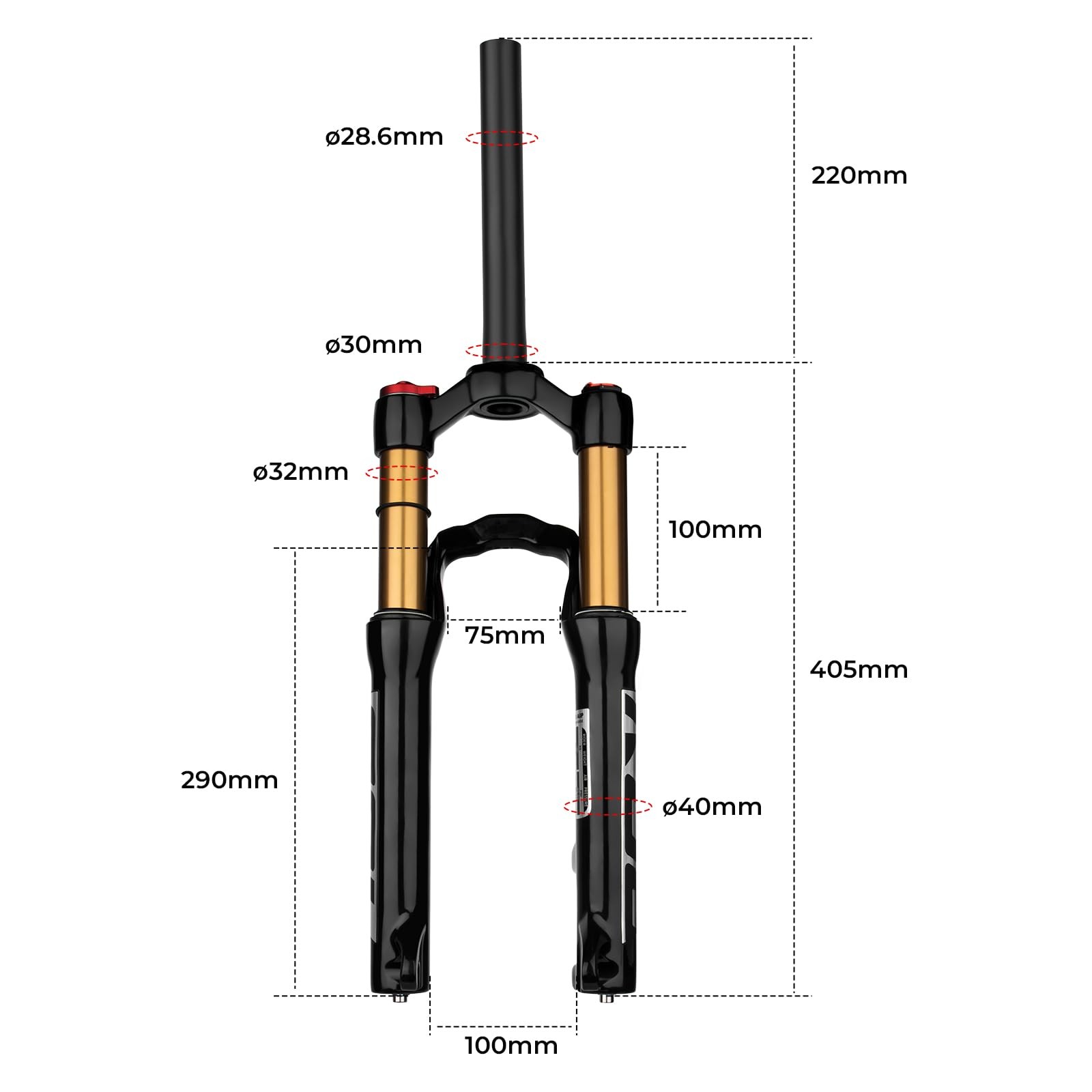 BOLANY 20/24inch Bike Suspension Air Fork 28.6mm(1-1/8inch)