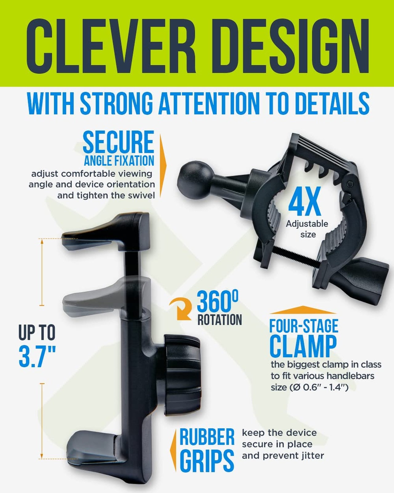 Bike & Motorcycle Phone Mount – for iPhone 16 Pro Max (15, 14, SE, Plus), Gal…