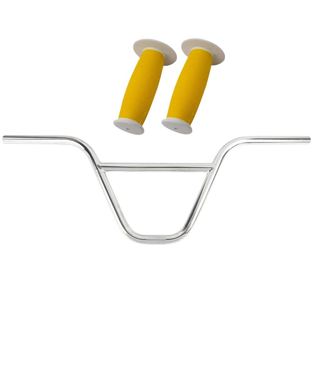 OG Lowrider 736 Chrome Handlebar & Yellow/White Mushroom Grips