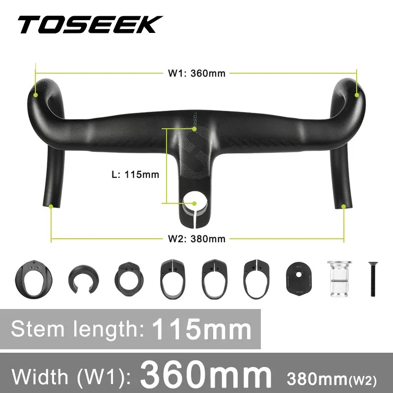 Carbon Road Bicycle Handlebars Integrated Full Internal Routing Di2 Drop Bar