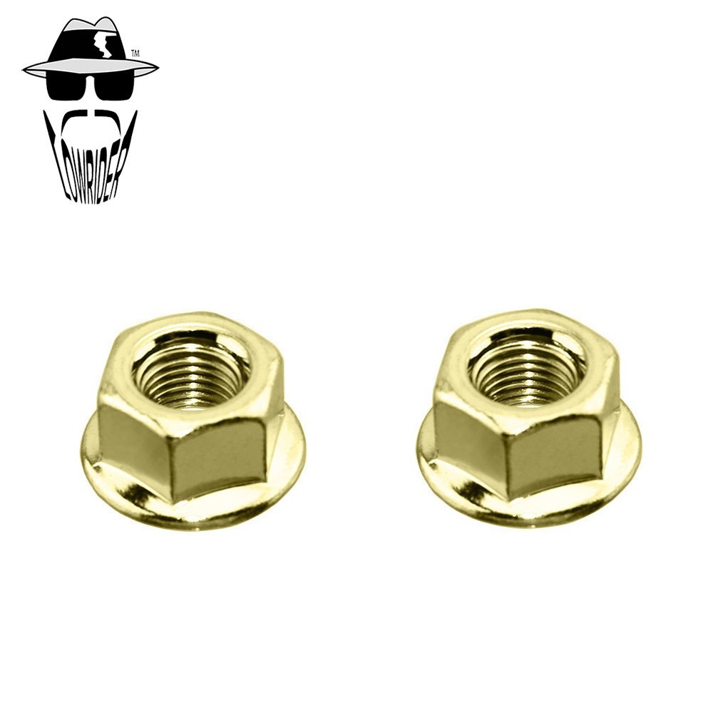 2x ORIGINAL LOWRIDER Bicycle Flange Axle Nuts 3/8 x 26T Gold Hub Front/Freewheel