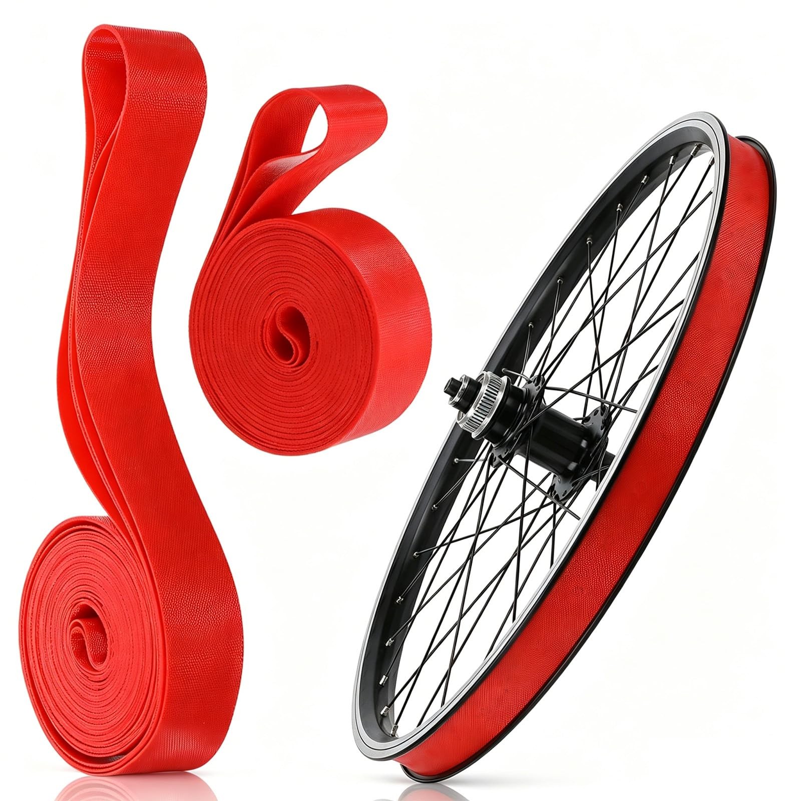 2PCS Bike Rim Tape High Pressure Bicycle Strip Rim Liner Tube Protector Red