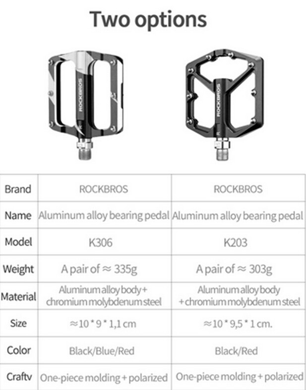 ROCKBROS MTB 9/16″ DU Sealed Bearing Flat Aluminum Pedals Bike Bicycle Pedals