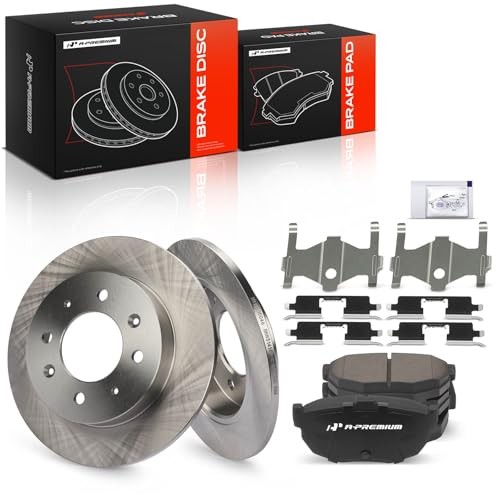 10.16 inch (258mm) Disc Brake Rotors + Ceramic Pads Kit Compatible Rear Solid