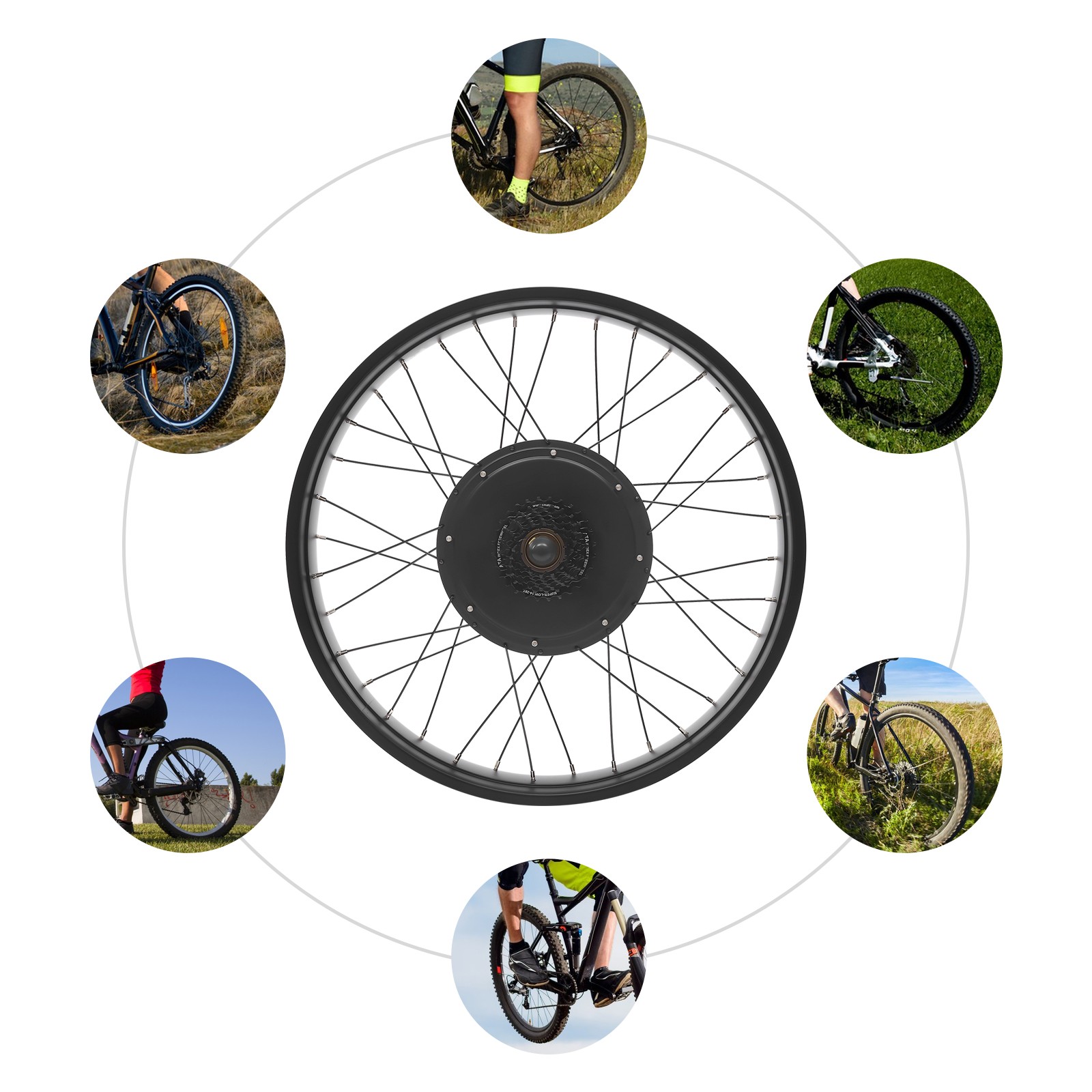 26″ Electric Bicycle Conversion Kit Fat Tire E-Bike Rear Hub Motor LCD 48V 1000W