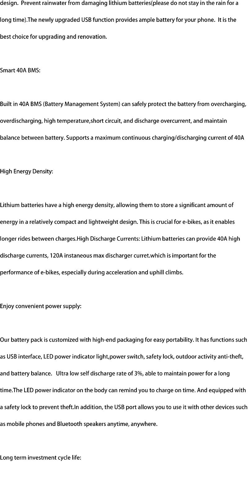 36V 20Ah Hailong Lithium Ebike Battery 4-Pin 40A BMS For 0~1500W Electric Bike