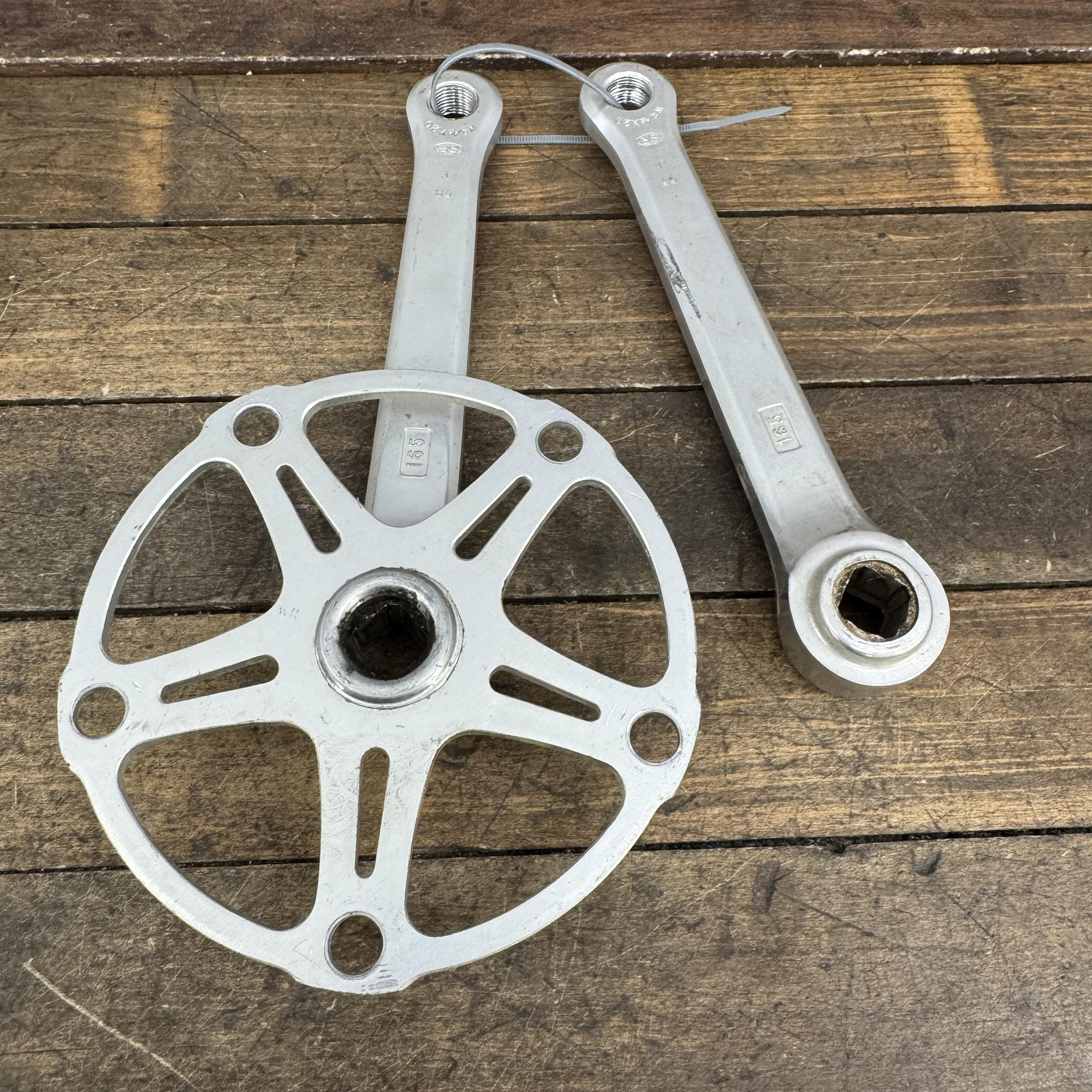 Vintage SR Raleigh Crankset 165mm 118 BCD Alloy Modified Single Square Taper
