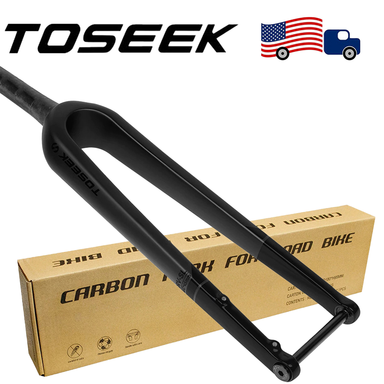 TOSEEK 700C Carbon Fiber Rigid Forks Gravel MTB Bike Tapered Disc Brake 100*12mm