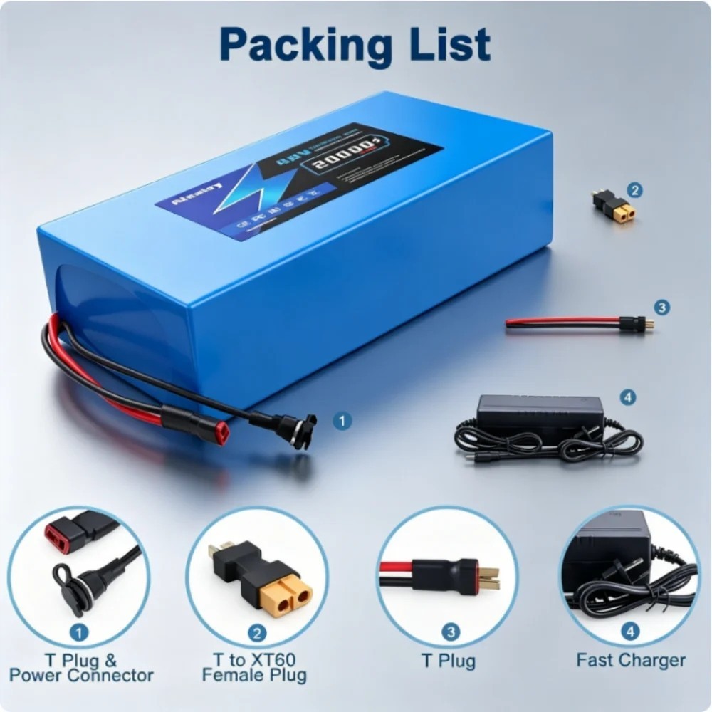 48V 20Ah Lithium-ion Battery Pack with BMS Replacement Battery for 500W