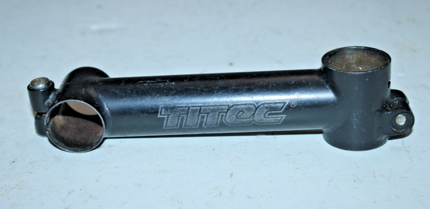 Vintage Titec MTB Bike Stem 1″ Threadless 130mm 0º Rise 25.4mm Black Steel Cafe~
