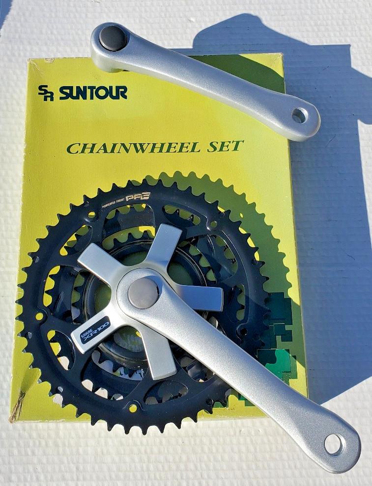 NOS Suntour Sakae SR XR100 MTB Bicycle Crank Set Tripple Trek Fuji Sugino 1990s
