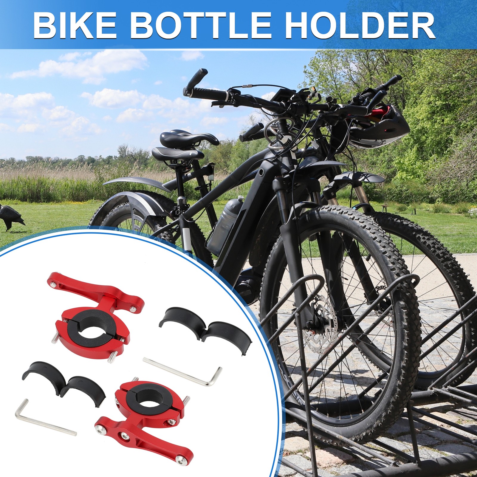 2 Set Bicycle Bottle Cage Bike Water Bottle Carrier Universal Aluminum Alloy Red