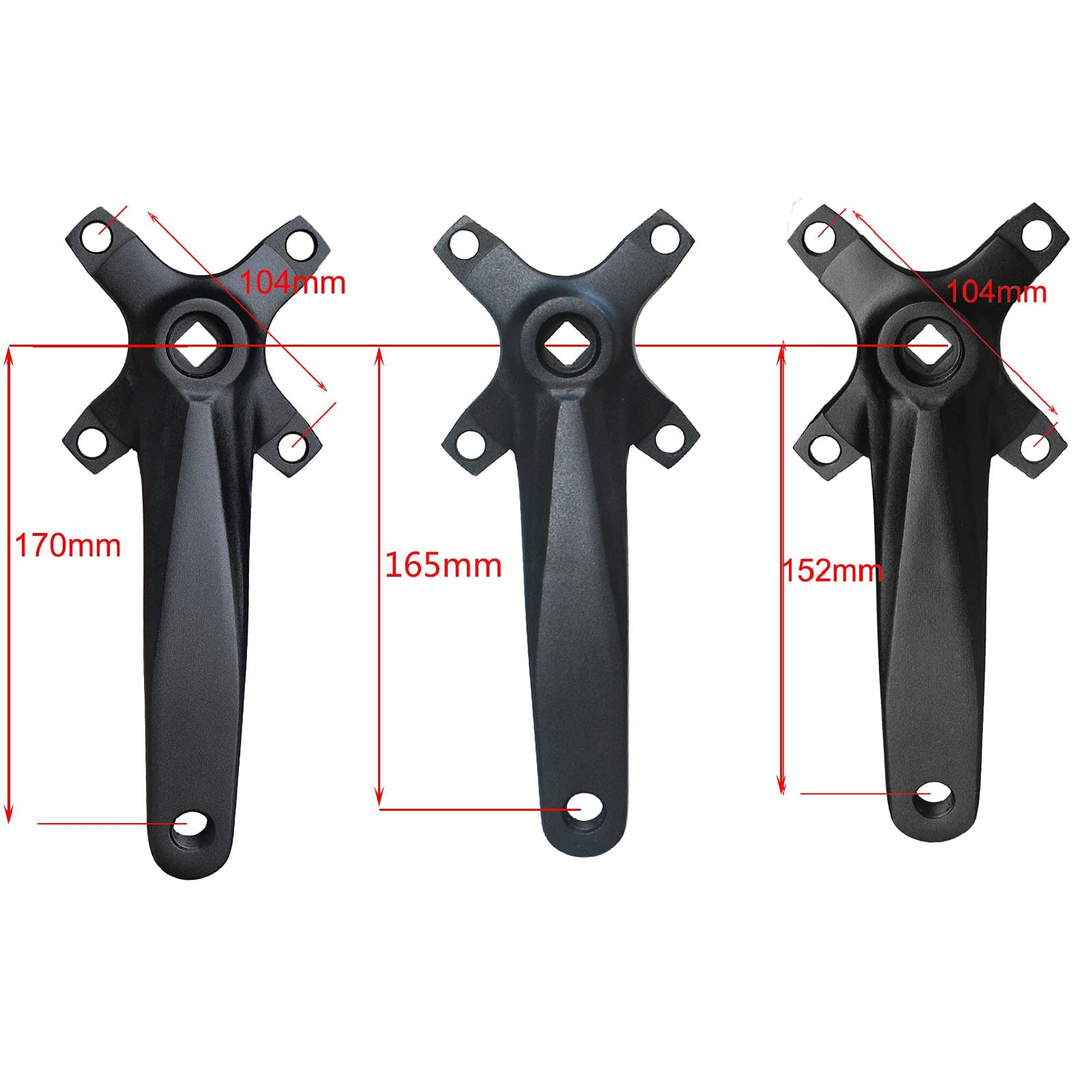 MTB Crank Arm Set 104 BCD Square Taper Mountain Bike Crankset 152mm 165mm 170mm