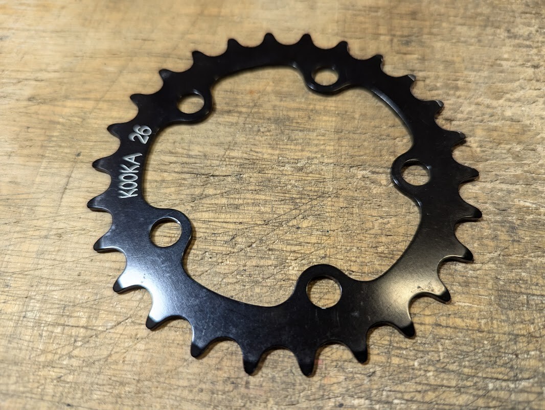 NOS KOOKA 74bcd 26 tooth chainring (black) mtb vintage