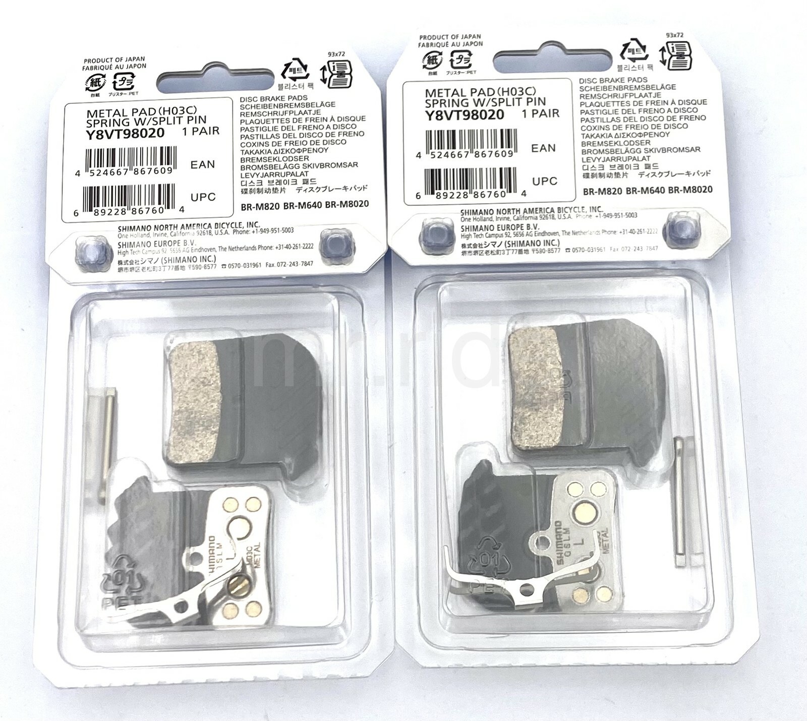 Shimano SAINT ZEE Metal 4-Piston Brake Pads H03C W/ Spring+Fin Y8VT98020 2 Pairs