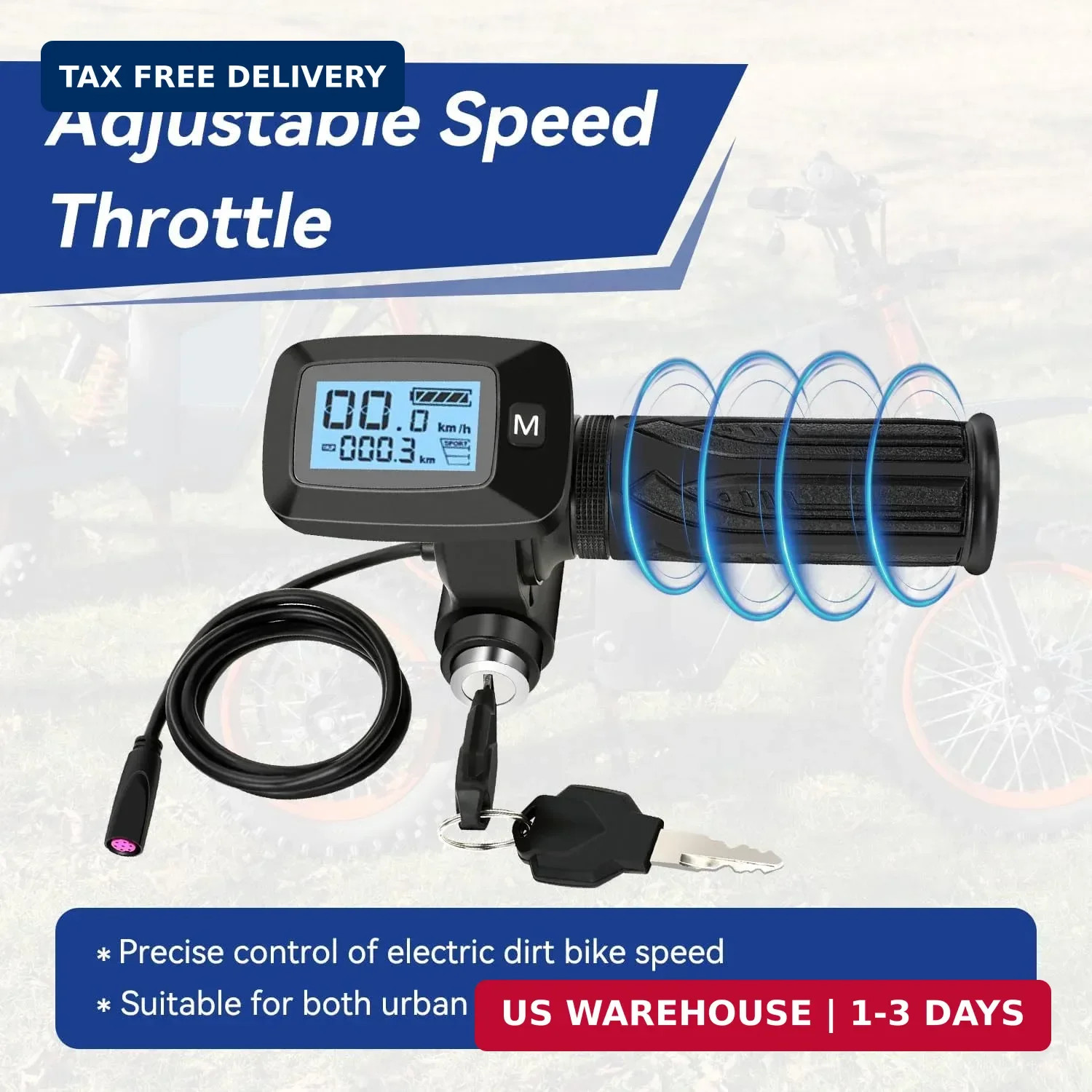 48V Ebike Throttle with M Button Key Replacement for Tuttio Soleil01 Electric Di