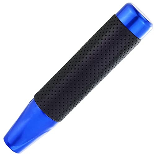 Metal Shifter Knob Leather Aluminum Alloy Long Stick Gear Handle Lever Blue