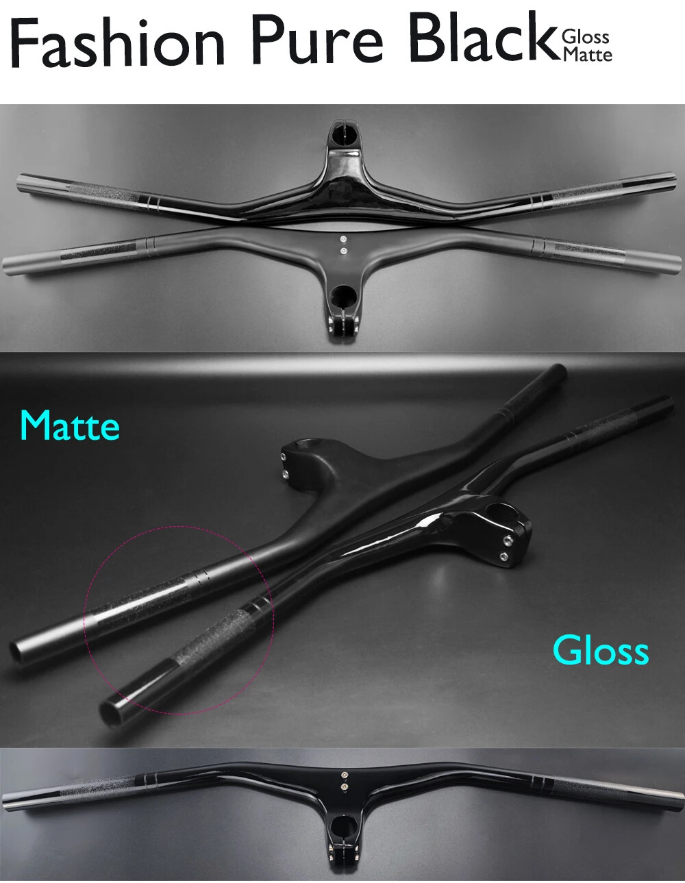 -17 Degree Carbon Fiber MTB Bicycle Integrated Handlebar with Stem 740mm