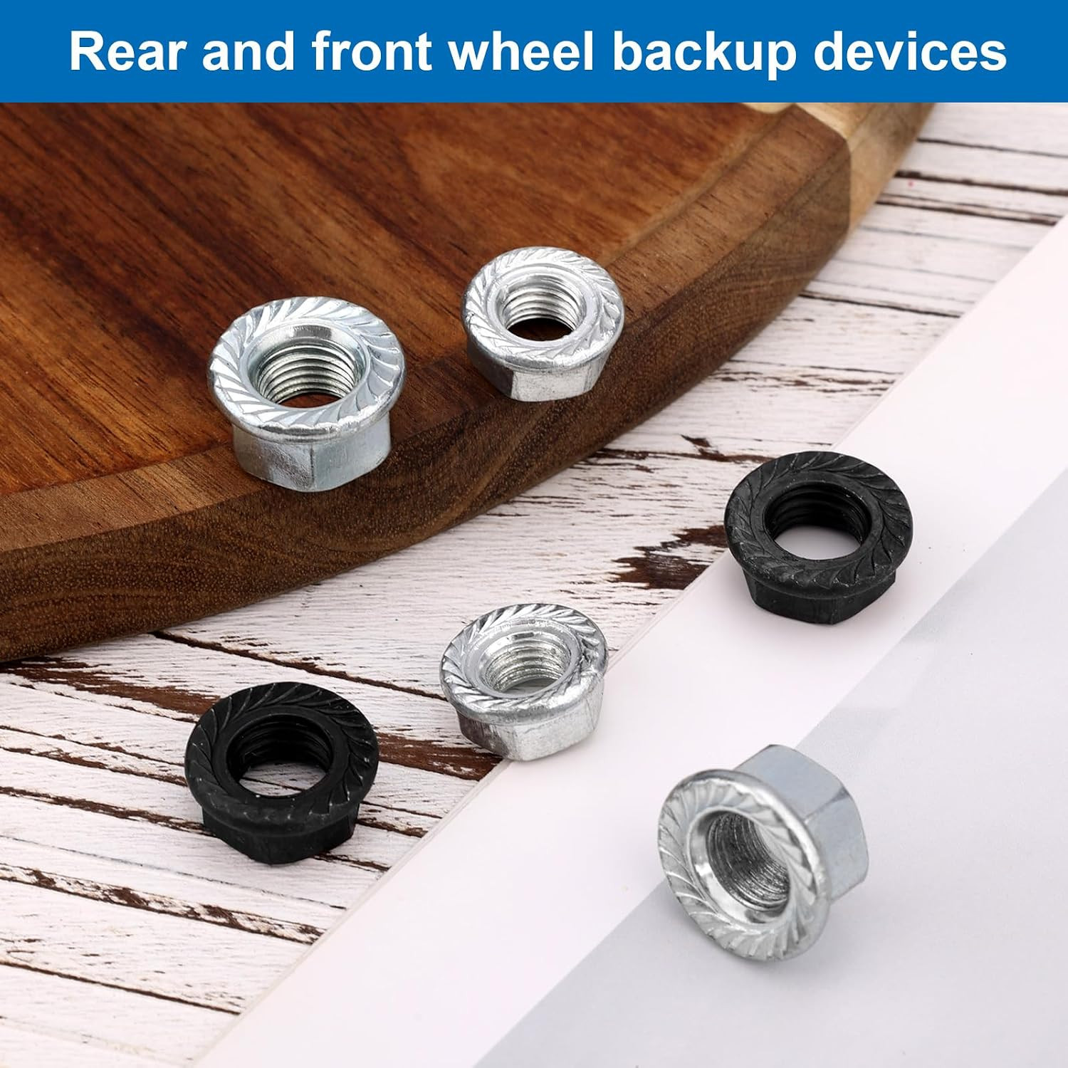 6Pcs Bike Wheel Axle Nut, M8 M9.5 M10 Bicycle Hub Flanged Axle Nut