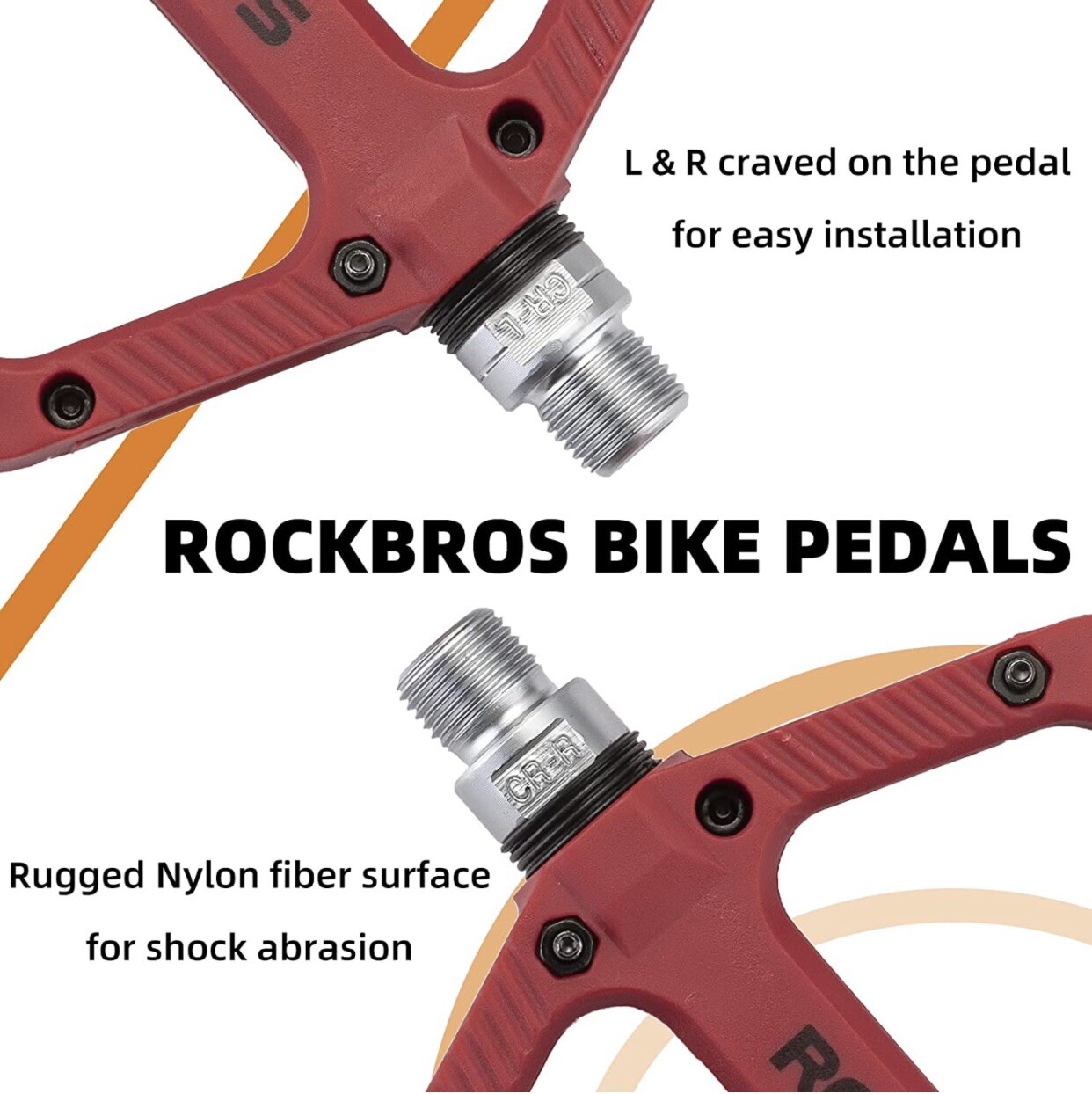 2 ROCKBROS Mountain Bike Pedals Nylon Composite Bearing 9/16″ MTB Bicycle Pedal