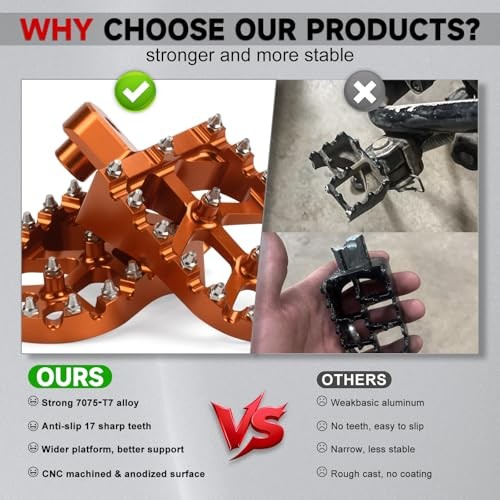 Dirt Bike Foot Pegs for Tutti Soleil 01 CNC T7075 Wide Footpegs Anti Orange