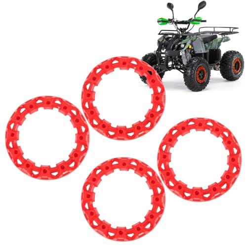 4Pcs 10 Inch ATV Wheel Trim Hub Decor Rim Cap Plastic Scratch Proof Sporty Red