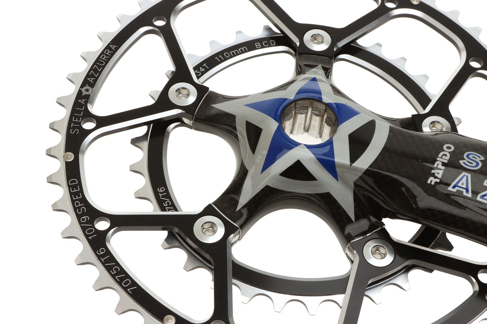 Stella Azzurra Rapido Professional Carbon Cranks 175mm 50/34 10SPD ISIS NOS NEW