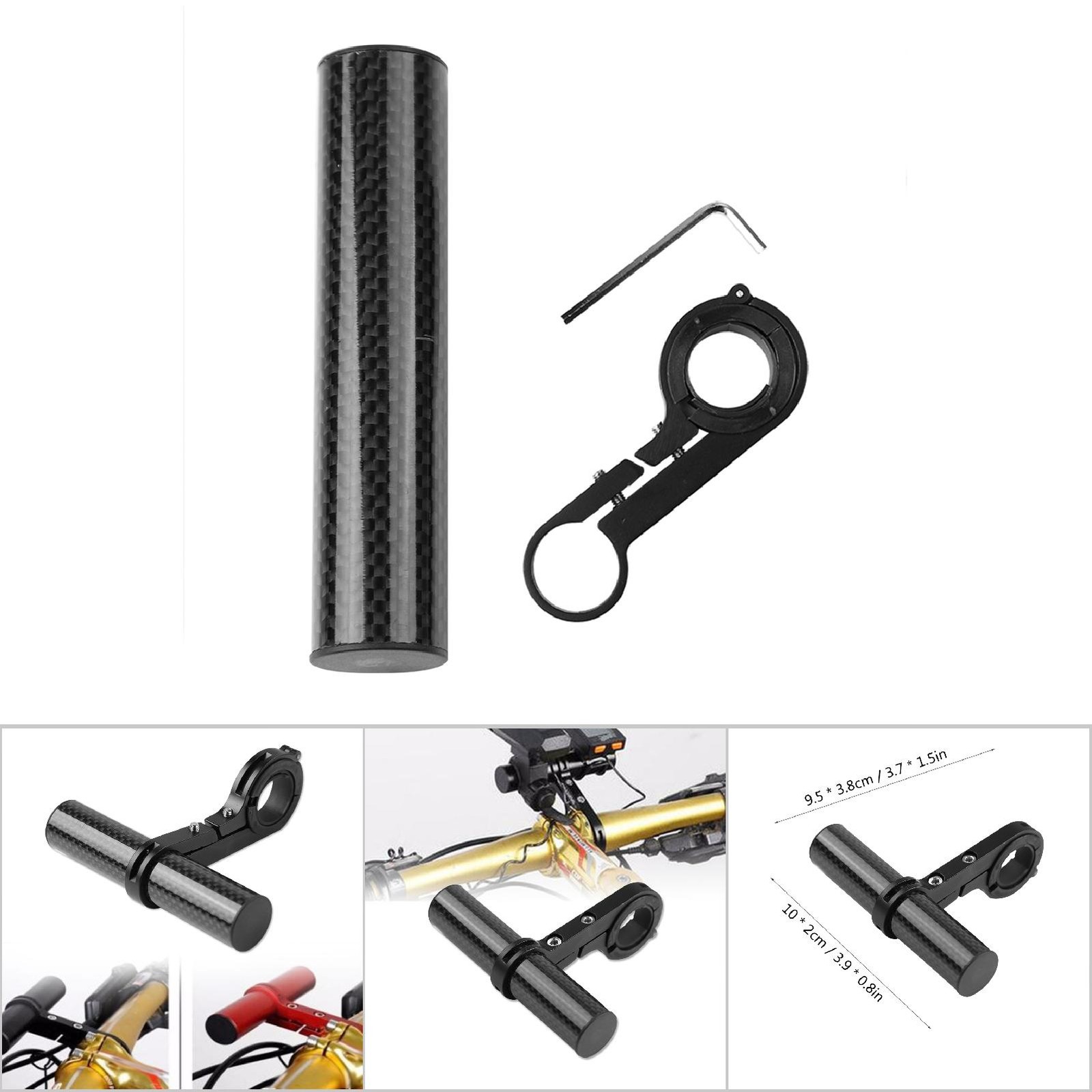 Bicycle Extension Frame Handlebars Accessory For Bike Lamp/Phone Holder (Black