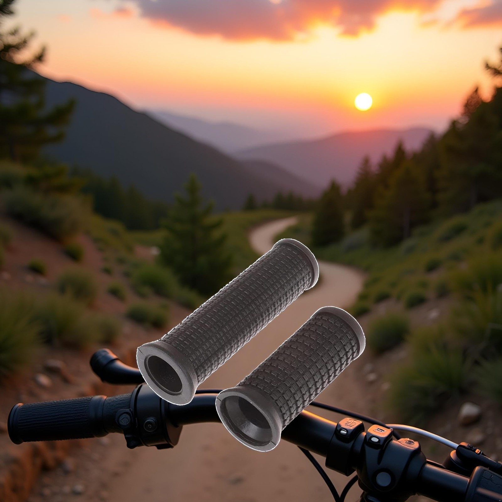 2PCS Bike Long/Short Handlebar Grips for Twising Shifter, Shockproof 1, Black