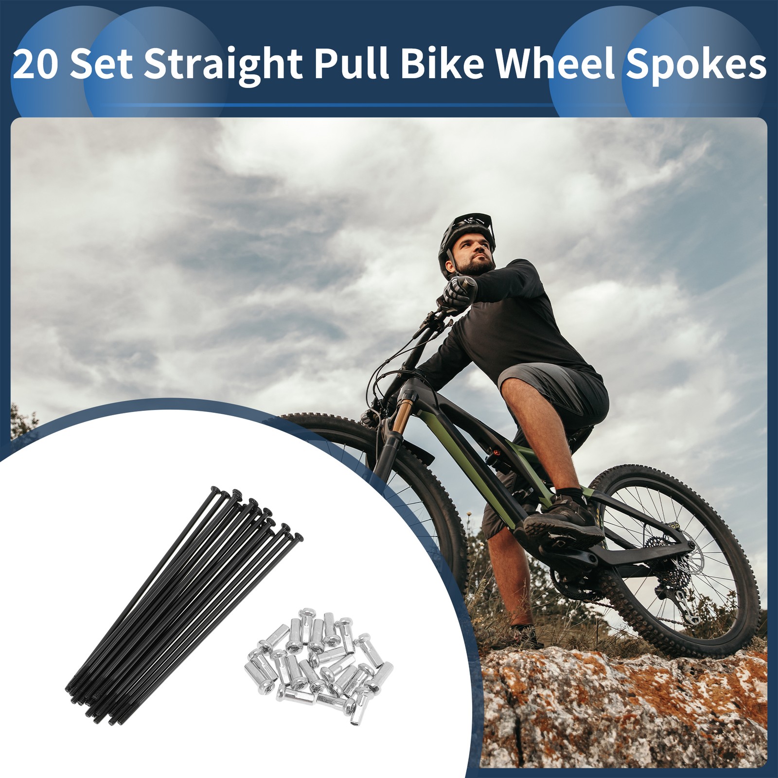 20 Set 14G Straight Pull Bicycle Spokes 89mm Carbon Steel Black