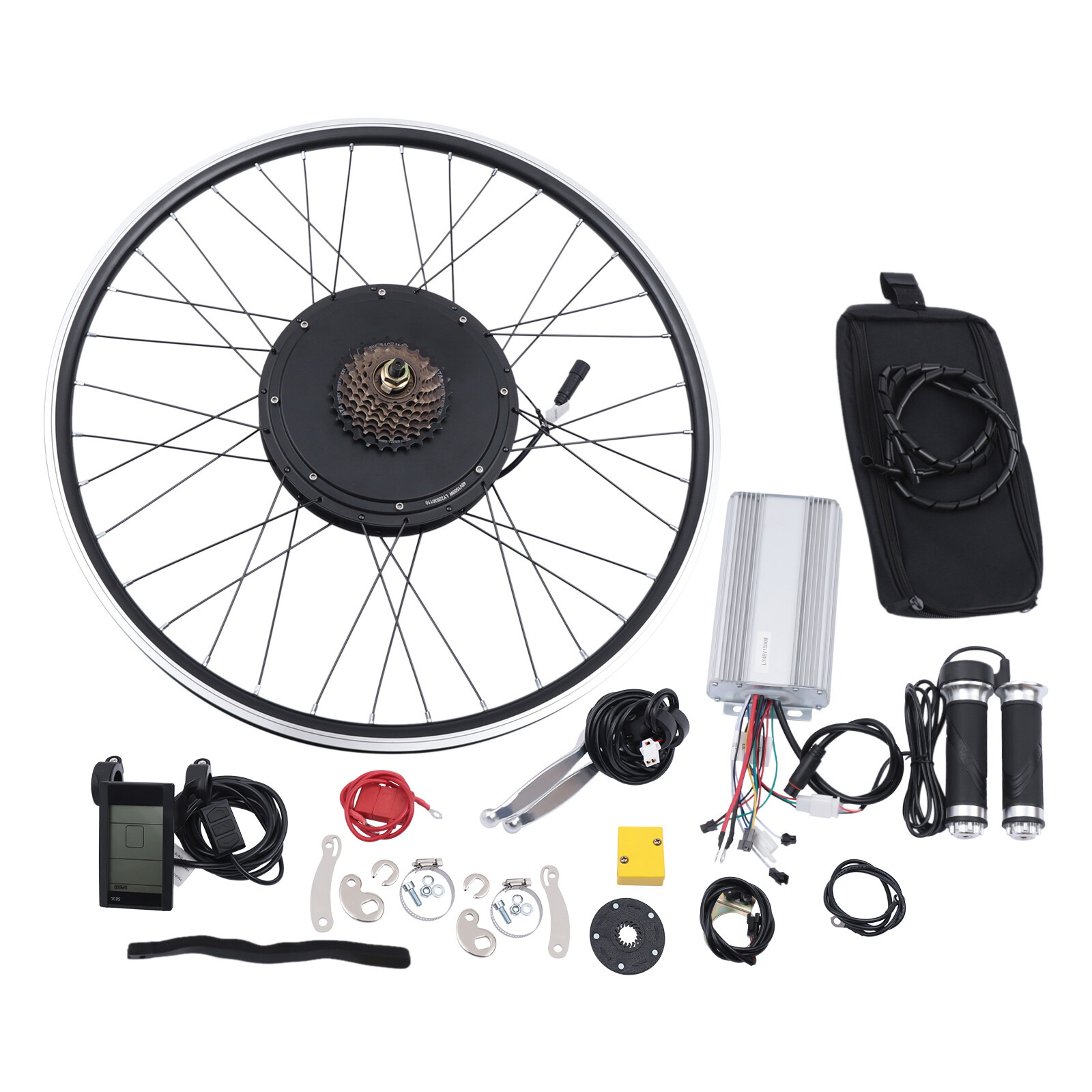 For Electric Bike LCD Display 700C Rear Wheel Hub Motor Conversion Kit 48V 1500W