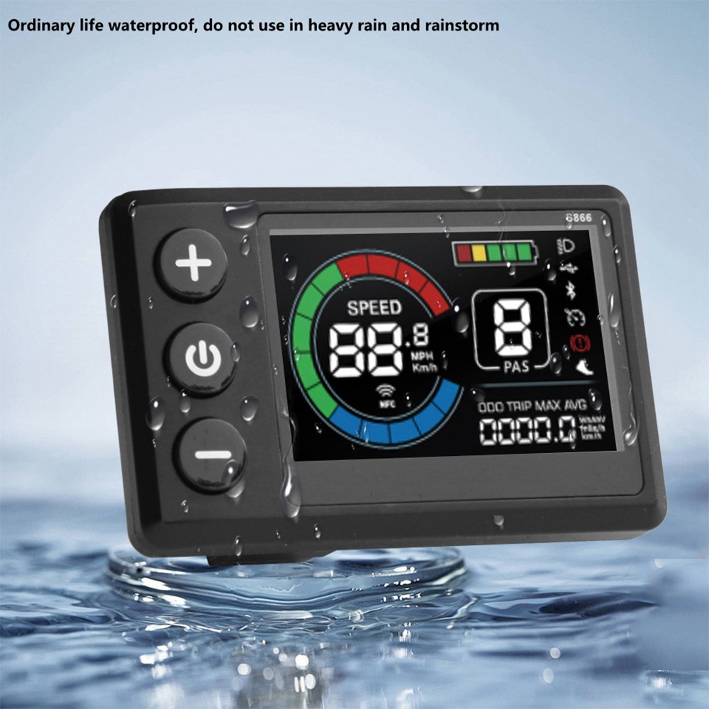 24V-60V E-Bike S866-1S LCD Display Meter Control Panel w/USB Port 5Pin WP Plug