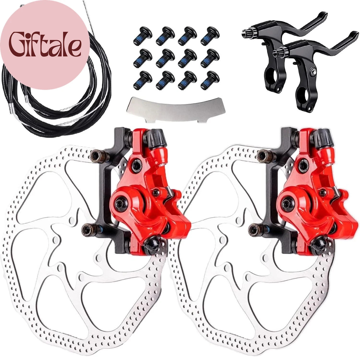 Bike Disc Brake Kit,Bike Front and Back Disc Brake Kit-Calipers,2 Pcs Stainless