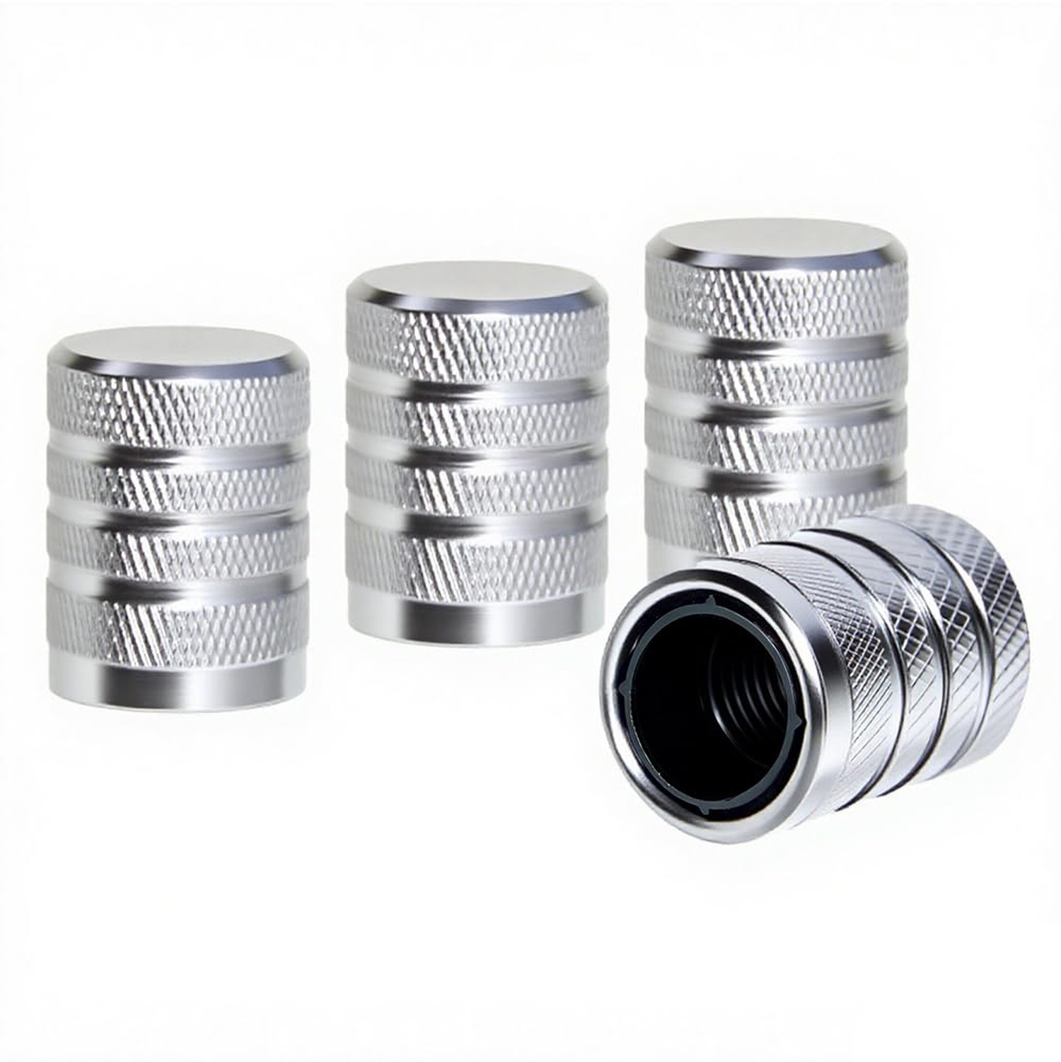 4-Piece Anodized Aluminum-Plastic Composite Tire Valve Stem Caps with Integra…
