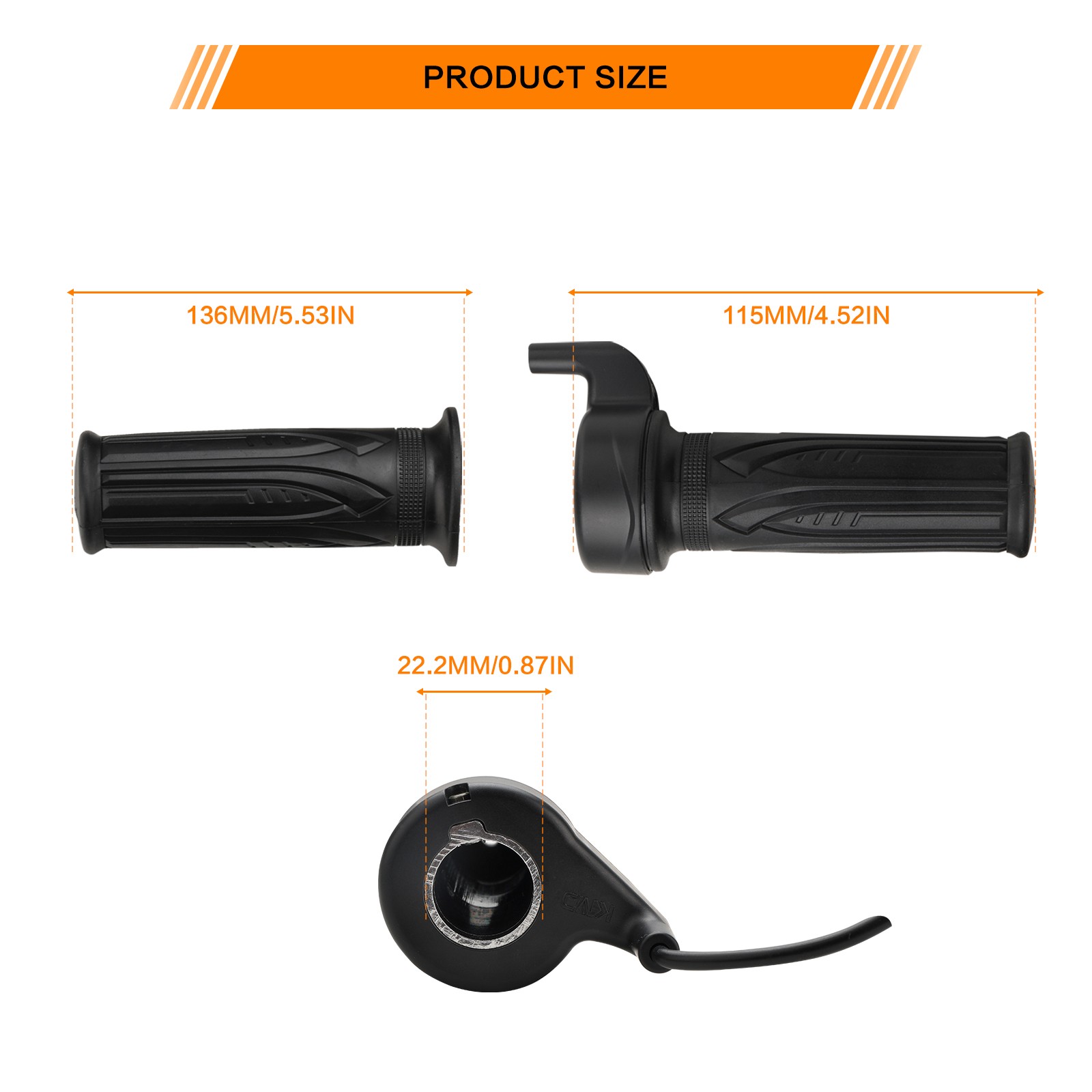 3 Pin Full Twist Throttle Handlebar Grip 12V-72V For Electric Bicycle Scooter