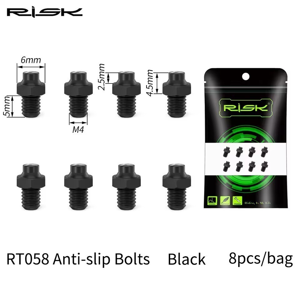 RISK 8-Piece MTB Bike Pedal Bolts M4×5MM Titanium Anti-Slip Pedal Pins