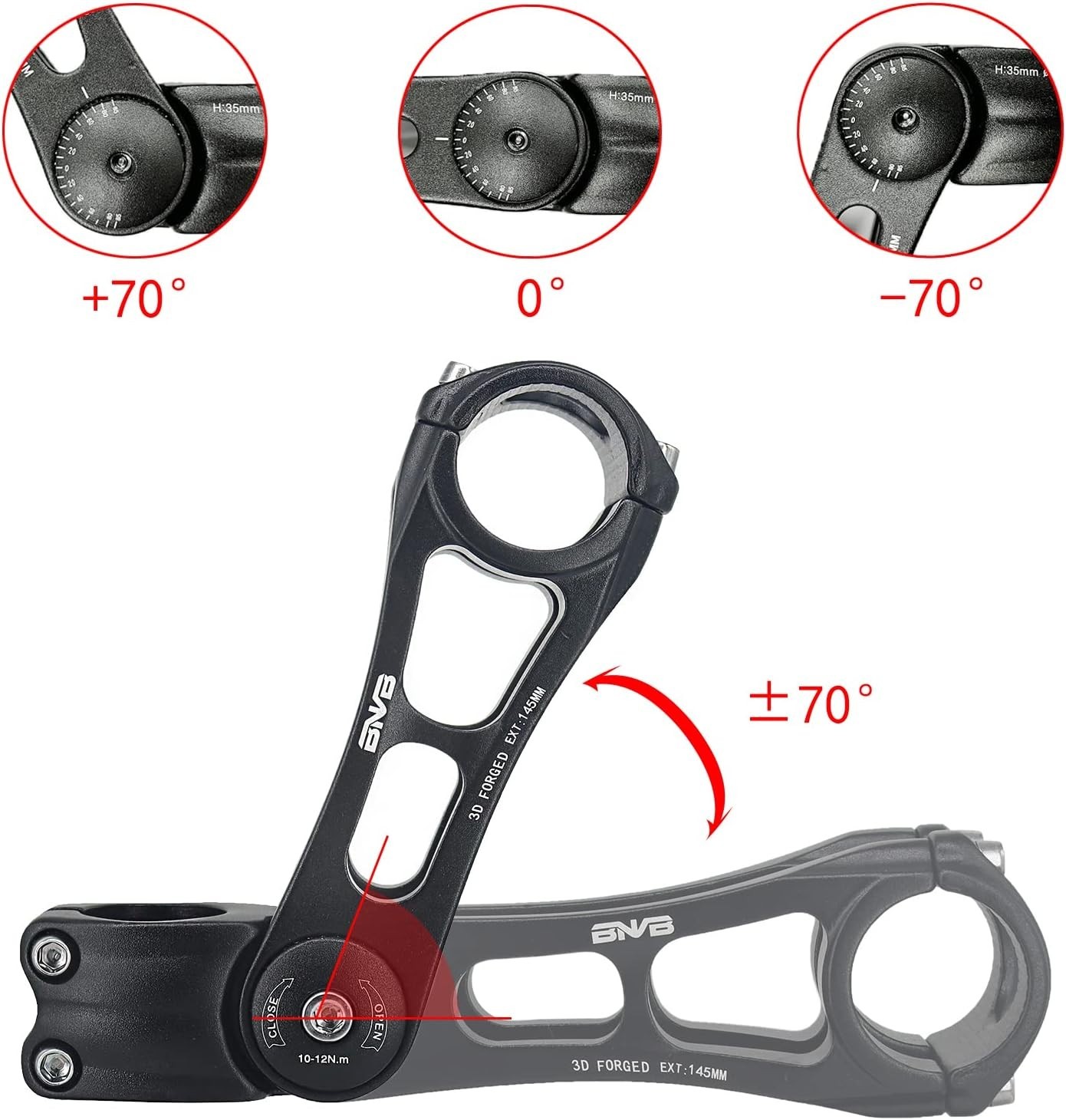 Adjustable BNVB Stem 31.8mm 145mm Bike Stem Handlebar Riser/Extender-Light use