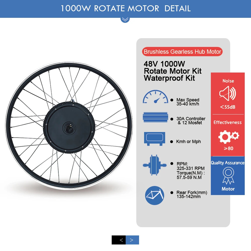 Electric Bicycle Conversion Kit 48V 1000W Rear Rotate Hub Motor Wheel
