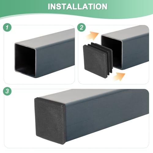 -Pack Square Tubing End Caps, 1.8Inch/Plastic Tube Plugs for Square 45mm 30