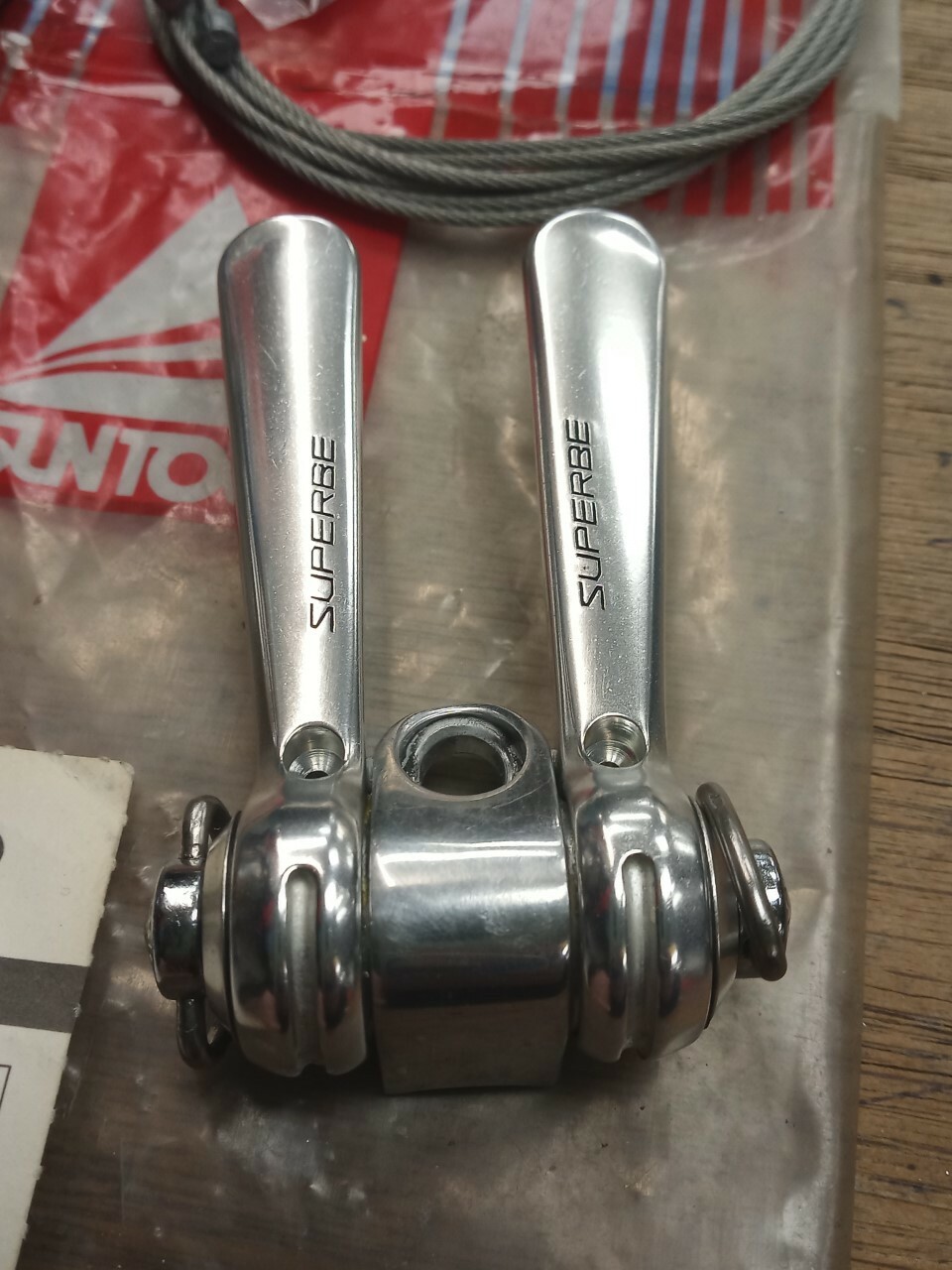NOS Vintage Suntour SUPERBE PRO Downtube Top Braze On Mount Friction Shifters 