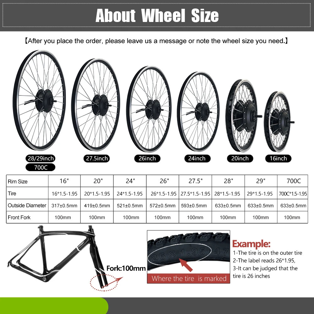 48V 2000W Mountain E-bike Front Drive Brushless Gearless Motor 20-29 Inch 700C