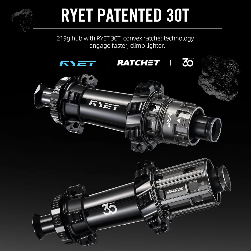RYET 215g Ultralight Hubs Ceramic Bearing DLC Coating 30T Ratchet Center Lock