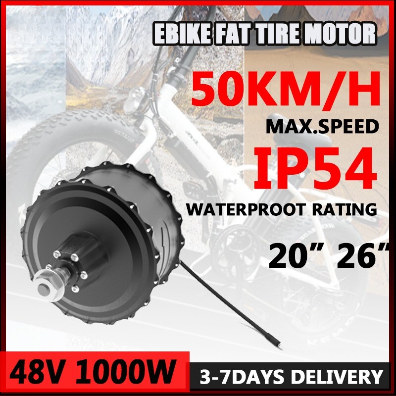 48V 1000W 20/24/26» Snow Electric Bike Fat Tire Brushless Gear Rear Hub Motor