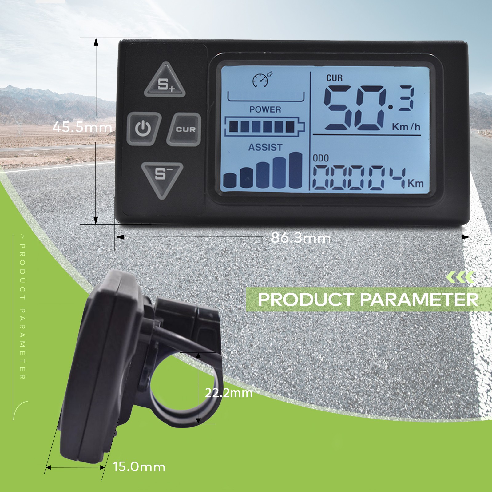 UART2 Ebike LCD Display with Waterproof Housing S861 Odometer for Fatbike Riders
